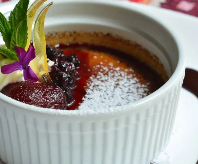 Rose hip crème brûlée